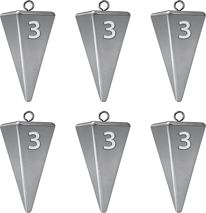 Pyramid Sinkers Fishing Weights, Saltwater Fishing Sinkers for Surf Fishing Gear Tackle - 1oz, 2oz, 3oz
