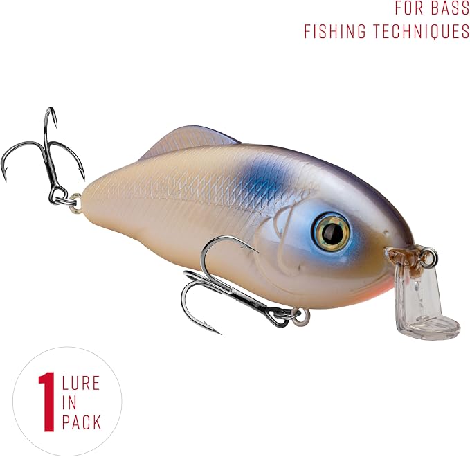 Strike King Hybrid Hunter Shallow Jr. Fishing Lure, Shallow Diving Crankbait, 90-Degree Bill, 3D Eyes, Loud Rattle, Dives 1 to 3-Feet,Size 4 & 6 Treble Hooks