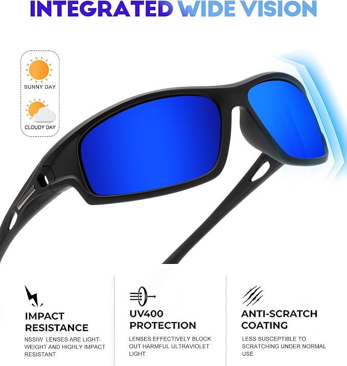 NSSIW Polarized Sunglasses-Men Sports Mens-Sunglasses: Sun Glasses Women Polarized UV400 Protection for Fishing Running Golf