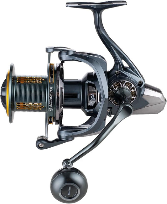 Fishing Spinning Reel, 10000/12000 Saltwater Spinning Reel, 45LBS Max Drag, CNC Aluminum Screw-in Handle & Spool, Oscillating Guide Rod System, Surf Fishing Reel for Beach & Boat Fishing