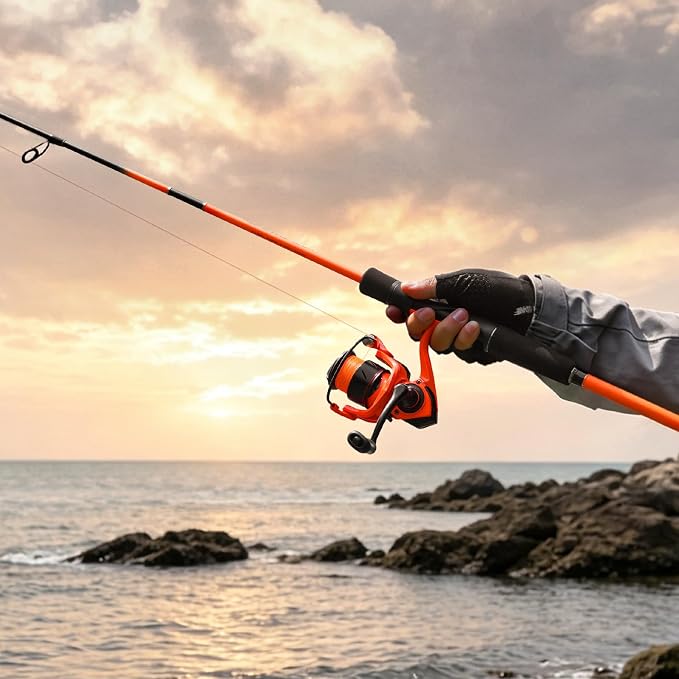 Ghosthorn Fishing Rod and Reel Combo Spinning Combo with EVA Handle, 2-piece Fishing Rod with Fishing Pole Sleeve, Stainless Steel Guides and Ceramic Rings for Men Women