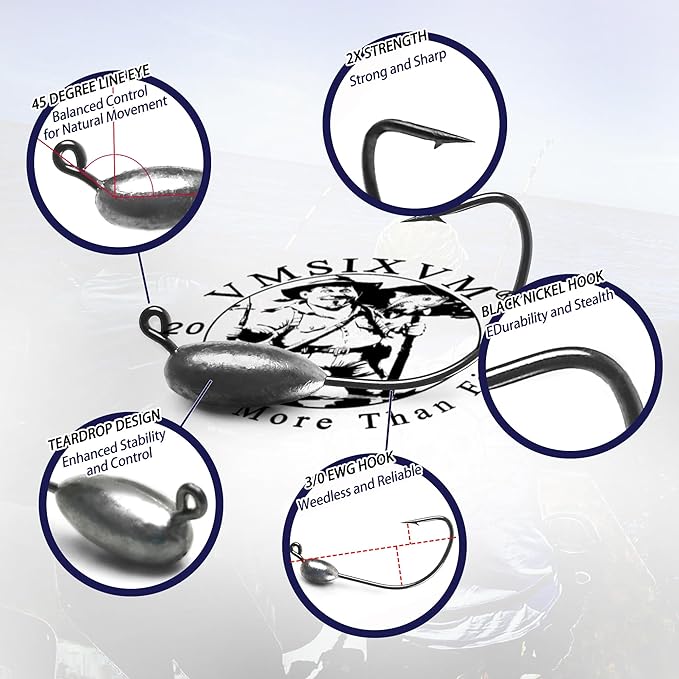 30/20/10 Pcs Tube Jig Heads for Bass Fishing, Tube Bait Worm Hooks rigs for Freshwater Saltwater, 5/16oz, 1/4oz, 3/16oz, 1/8oz