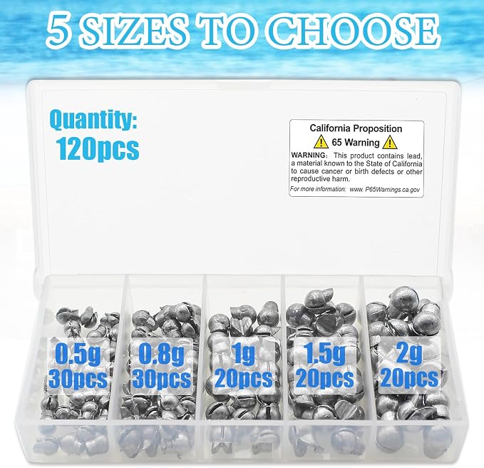 Fishing Weights Sinkers, 250/120pcs Lead Split Shot Fishing Sinkers Open Mouth Design Weights Clip Freshwater Saltwater Fishing Accessories