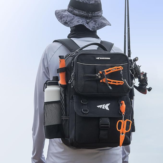 KastKing BaitSpace Fishing Tackle Backpack with Removable Bait Binder,2 Rod Holders Storage Fishing Gear and Equipment