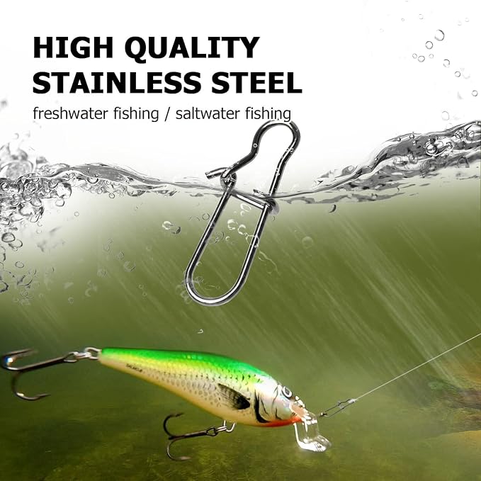 Atibin Duo Lock Fishing Snap Stainless High Strength Fishing Snap Swivel Quick Change Fishing Snap Clip Black Nickel 24lb-209lb