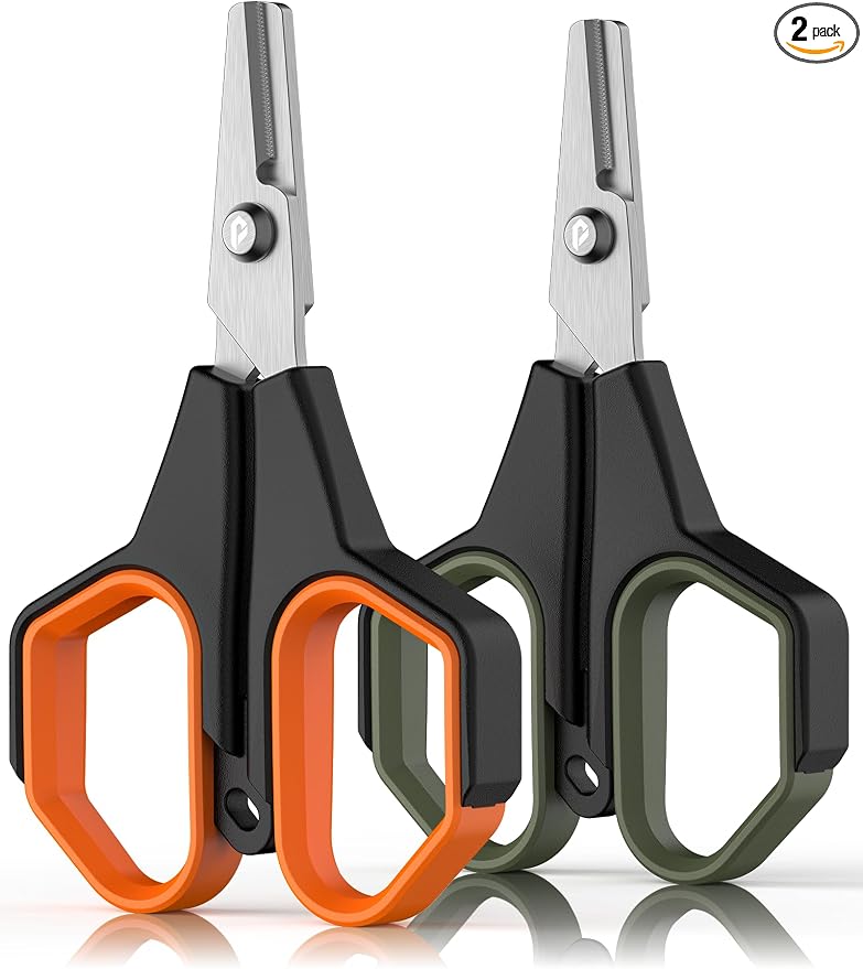 2pc Fishing Scissors,3.9" Stainless Steel Fishing Line Cutter for Fishing Braided Line,Non-Slip Grip Small Fishing Scissors for Saltwater