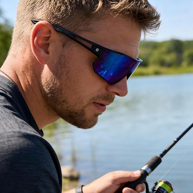 DUCO Polarized Sports Sunglasses for Men Women: UV400 Protection 24g Wrap Around Glasses for Baseball Running Hiking DC0023