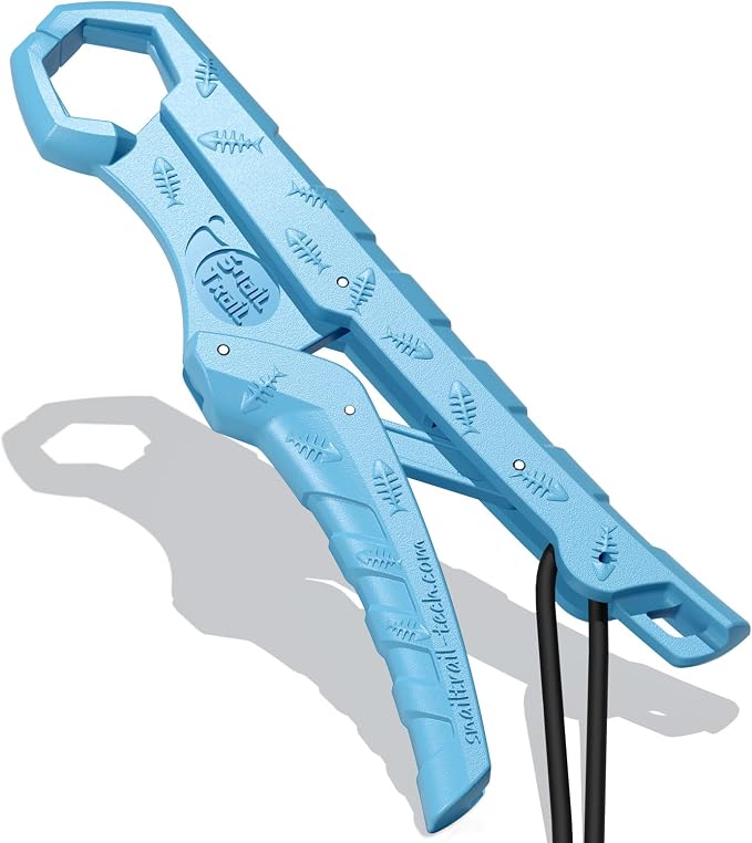 SNAIL TRAIL 7.5''/9'' Floating Fish Gripper, Fishing Grabber, Catfish Mouth Pliers, Caught Bass Holder, Digital Scale Hook Clamp, Saltwater Lip Grip Tool with Lanyard, Gifts for Men, Blue