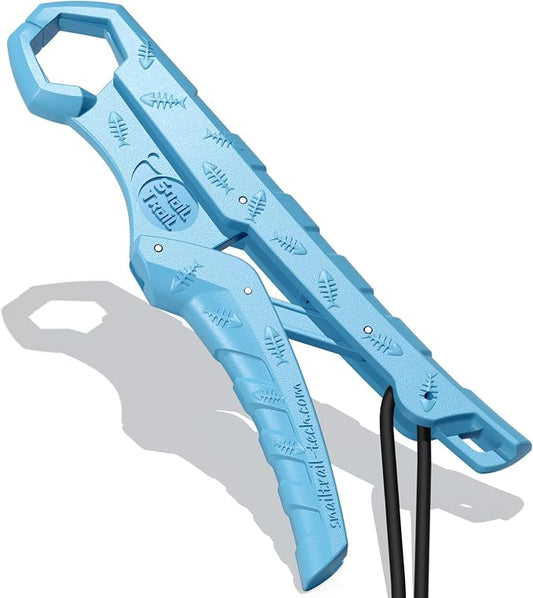 SNAIL TRAIL 7.5''/9'' Floating Fish Gripper, Fishing Grabber, Catfish Mouth Pliers, Caught Bass Holder, Digital Scale Hook Clamp, Saltwater Lip Grip Tool with Lanyard, Gifts for Men, Blue