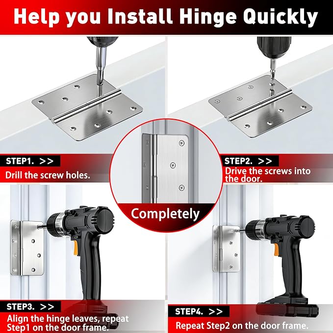4" Fixed Size Door Hinge Jig for Door and Jamb, Aluminum Alloy Door Hinge Template Kit for Router, Mortise Jig Fits 4" Length 1/4" R, 5/8" R and Square Corner Hinges (4 in)