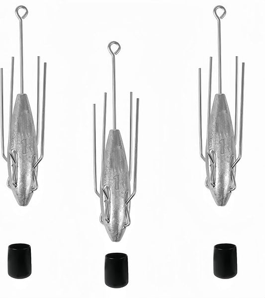 3Pcs Sputnik Sinkers Fishing Weights Sinkers Surf Casting Fishing Sinkers Lead Weights Sinkers Long Tail Fishing Weights Drop Shot Sinkers for Saltwater Catfish Beach Sand Ocean-1oz