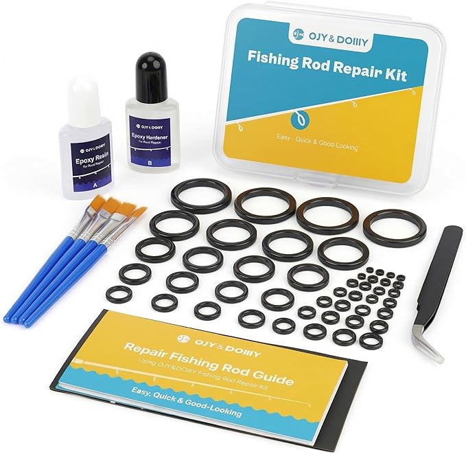 Fishing Rod Repair Kit,Fishing Pole Eyelet Ceramic Insert Eyes Repair with 52 Guide Rings and Supplies