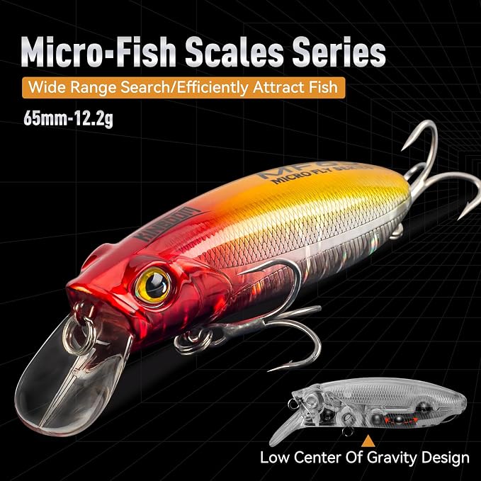 KINGDOM 3PCS Topwater Fishing Lures for Bass Whopper Popper Fishing Lure for Bass Catfish Pike Perch Floating Pencil Bait with Propeller Tail Freshwater/Saltwater