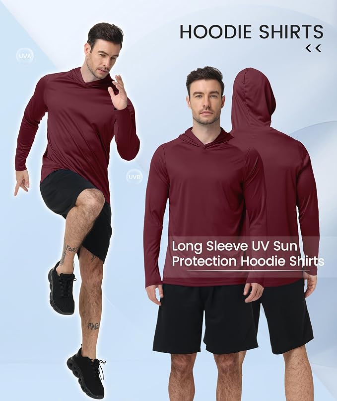 ZITY 3 Pack Men's Sun Protection Hoodie Shirt Fishing Shirts for Men UPF 50+ Long Sleeve Shirt Lightweight Rash Guard