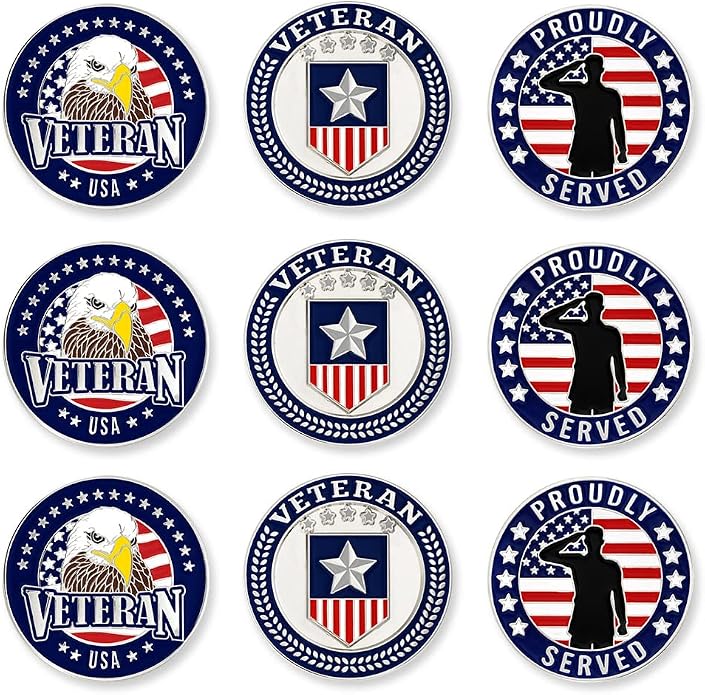 PinMart’s Mix Bundle Pack of 9 Golf Ball Markers - Golf Accessories for Men and Women – United States Eagle and American Flag Magnetic Ball Markers Set of 9