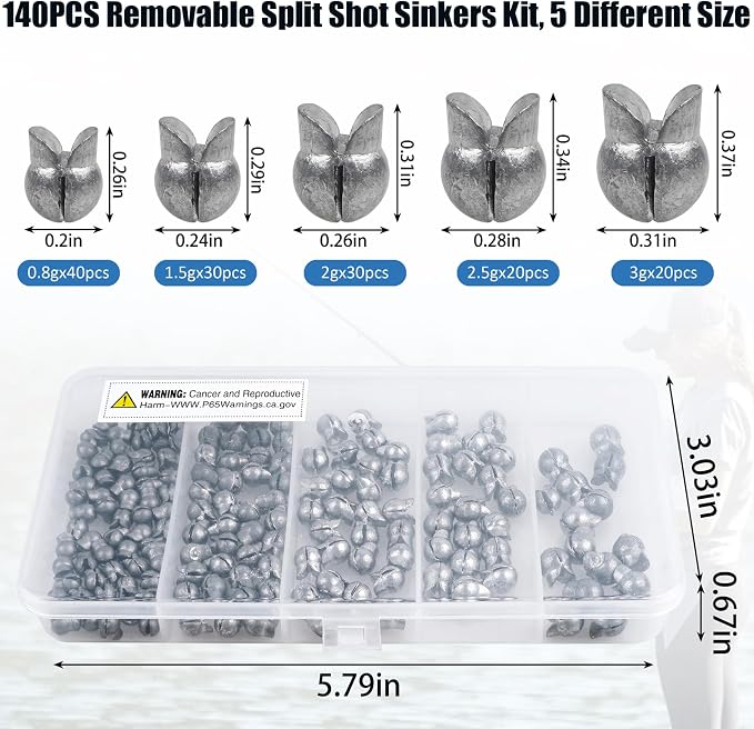 100pcs Split Shot Fishing Weights Removable Round Clip On Fly Fishing Line Sinkers Freshwater Saltwater Split Shot Fishing Sinkers Weights