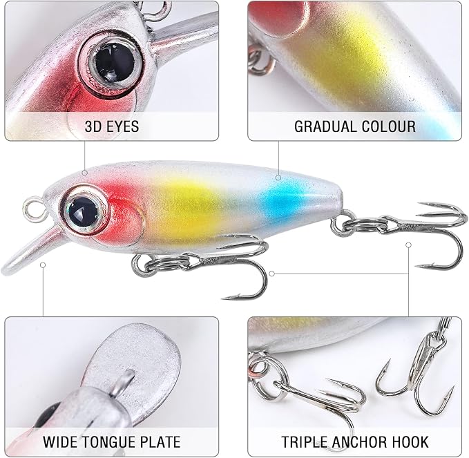 Fishing Lures Large Hard Bait Minnow VIB Lure with Treble Hook Life-Like Swimbait Fishing Bait Popper Crankbait Vibe Sinking Lure for Bass Trout Walleye Redfish