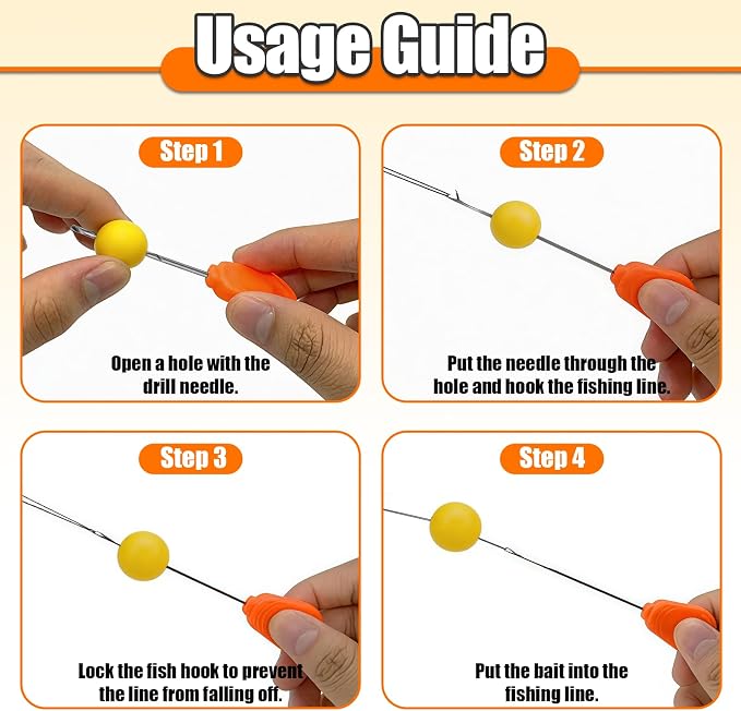 YOTO Carp Fishing Tool Kit & Equipment - Professional Baiting Rig Tools Set with Hook Needles, Bait Drill and 2 Boilie Stoppers - Multiple Styles: Standard, Silicone Grip & Night Glow