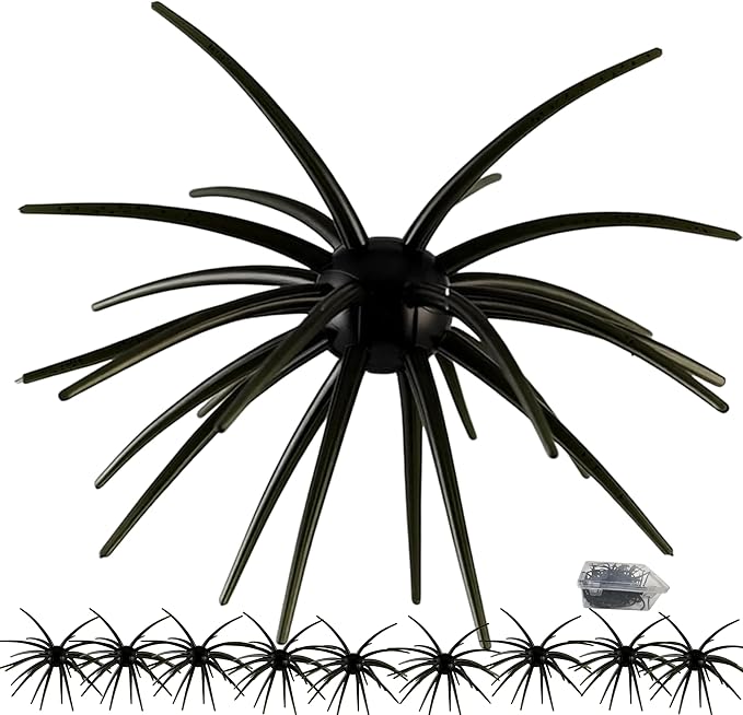 Creature Bait for Bass Fishing – Soft Plastic Fishing Lures, Fuzzy Dice & Sea Urchin Style Finesse Bait for Freshwater, Trout & Crappie with Tackle Box