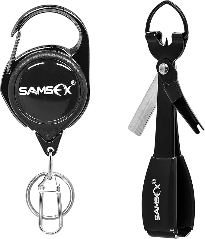 SAMSFX Fishing Knot Tying Tool, Multifunctional Fly Fishing Nippers with Retractor, Fishing Line Knot Tyer, Fast Tie Nail Knots, Tackle Box Accessory
