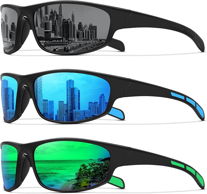 Sports Polarized Sunglasses for Men Women Wrap Around Sun Glasses Fishing Cycling Driving Running UV Protection