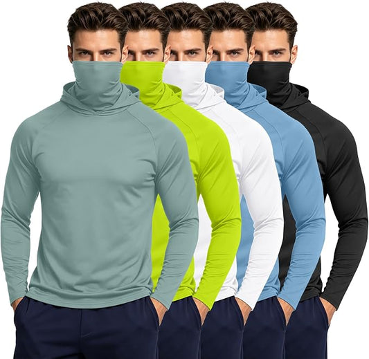 HovSiyla Mens Fishing Hoodie UV Sun Protection Shirts UPF Rash Guard Long Sleeve Shirts Hiking Performance Mesh Face Mask Top