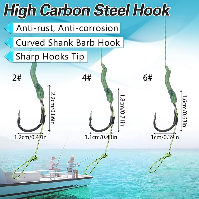 Carp Fishing Hair Rigs Kit 18pcs High Carbon Steel Curved Barbed Hooks Braided Thread Line Fishing Rigs Carp Fishing Tackle