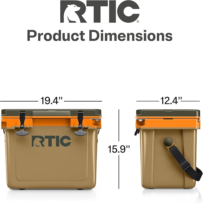RTIC Ultra-Light Hard Cooler Insulated Portable Ice Chest Box for Drink, Beverage, Beach, Camping, Picnic, Fishing, Boat, Barbecue, 30% Lighter Than Rotomolded Coolers