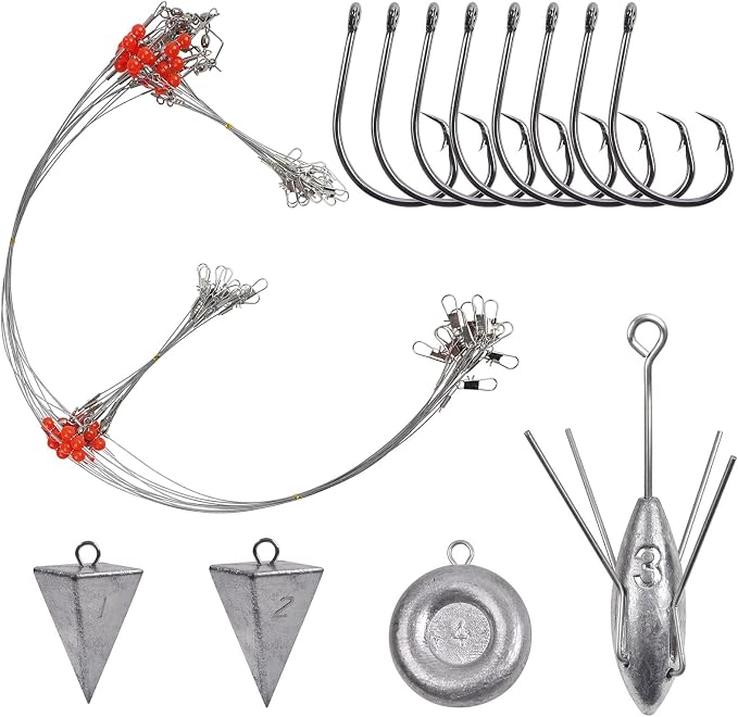 Surf Fishing Tackle Kit Surf Fishing Rigs Double Hook Bottom Rigs Hi-Lo Rig Fishing Leader Rig Pier Fishing Catfishing Bottom Fishing Beach Ocean Saltwater Fishing Rigs