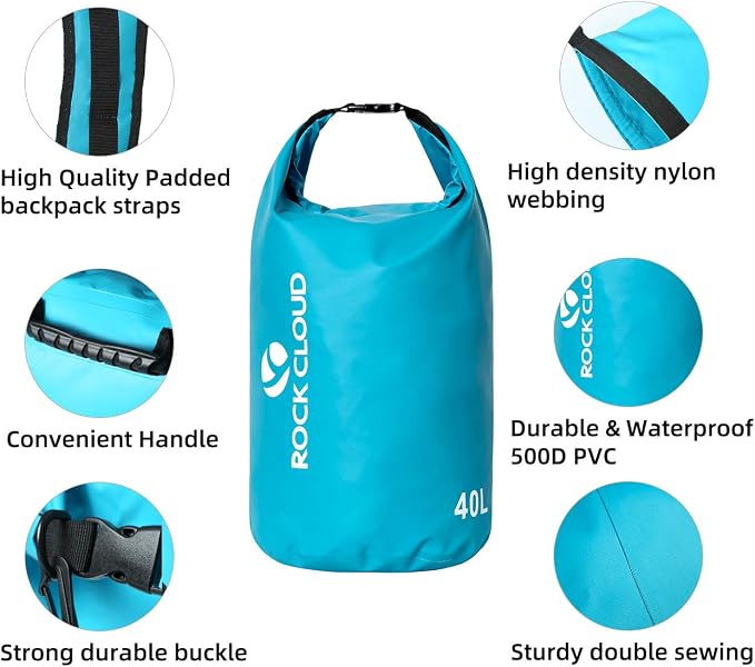 ROCK CLOUD Dry Bag Waterproof 30L Dry Sack for Kayaking Rafting Boating Beach Surfing Swimming Canoe Camping Hiking Fishing Ski, Yellow