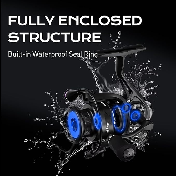 Handing M1 Pro Saltwater Spinning Reel, Freshwater & Saltwater Fishing Reel, Sealed Water-Resistant Design, Up to 33 lbs Max Drag Power, CNC Aluminum Spool & Handle, 9+1 Stainless Steel Bearings