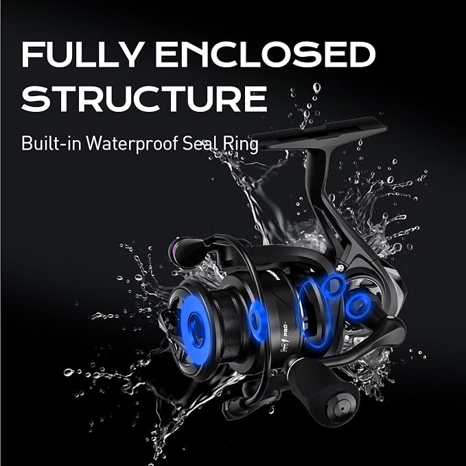 Handing M1 Pro Saltwater Spinning Reel, Freshwater & Saltwater Fishing Reel, Sealed Water-Resistant Design, Up to 33 lbs Max Drag Power, CNC Aluminum Spool & Handle, 9+1 Stainless Steel Bearings