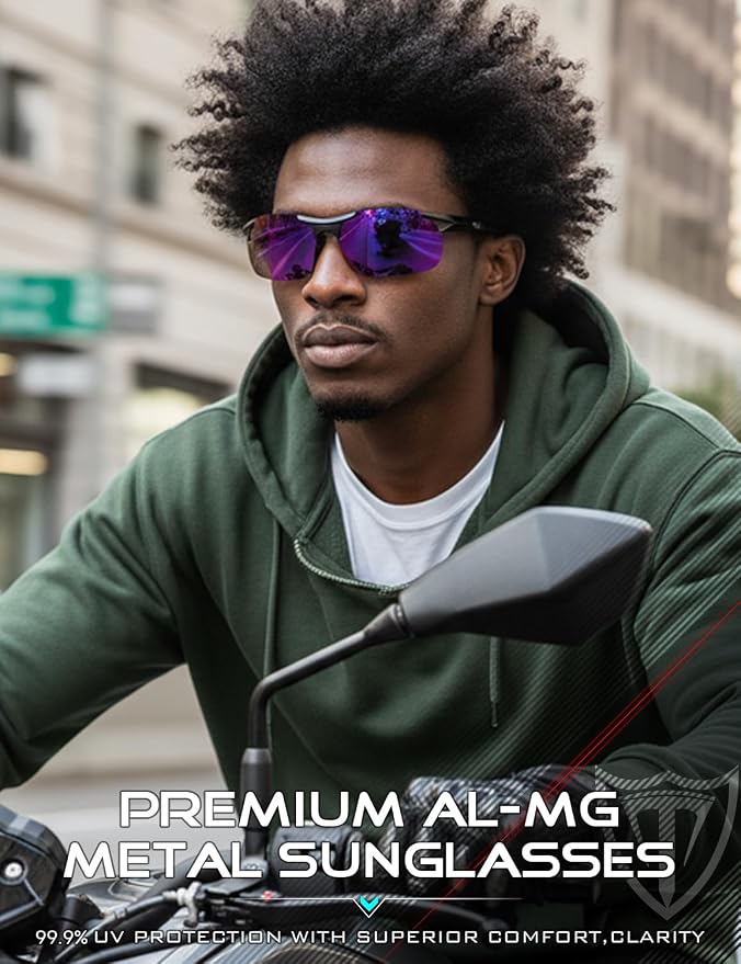 ATTCL 0.9 oz Polarized Sunglasses Men Sports: UV Protection Anti Glare Wrap Around Lightweight Metal Fishing Golf Running