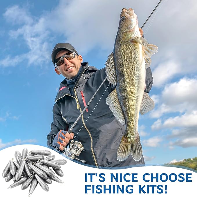 Landhoow Drop Shot Fishing Sinker Weights Kit Freshwater Catfishing Fishing Sinker Bass Casting Removable Line Saltwater Streamlined Snap Weight for Trolling Surf Tackle