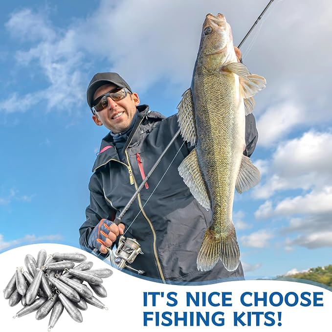Landhoow Drop Shot Fishing Sinker Weights Kit Freshwater Catfishing Fishing Sinker Bass Casting Removable Line Saltwater Streamlined Snap Weight for Trolling Surf Tackle