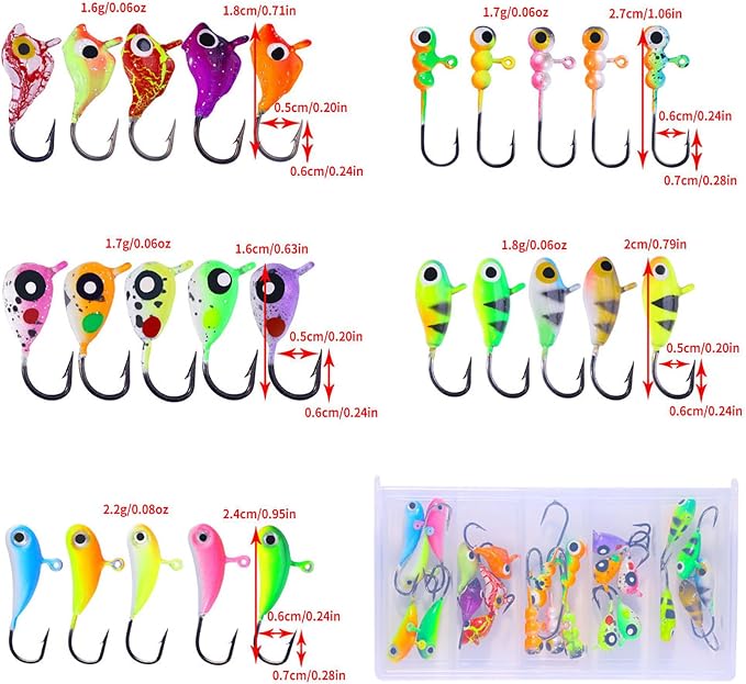 Ice Fishing Jigs Kit Essential Ice Fishing Lures for Beginners to Hook Big Fish and Reel in The Fun!