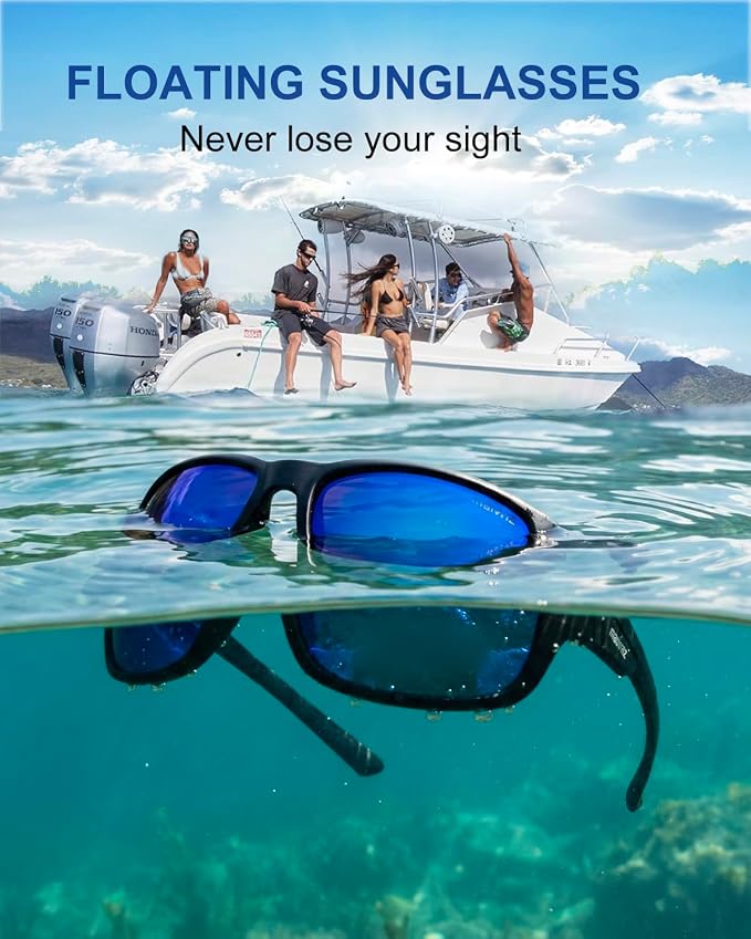 maivnz Floating Polarized Fishing Sunglasses for Men Women, Unsinkable UV400 Sports Glasses for Kayaking, Boating & Surfing
