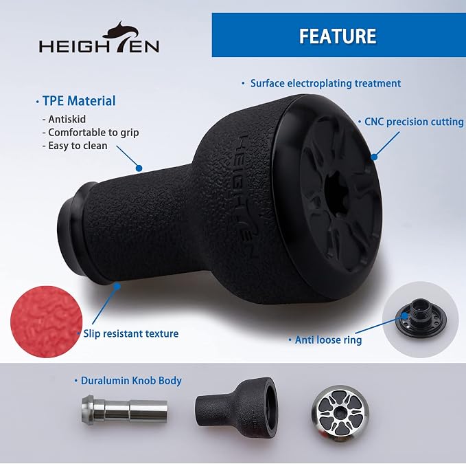 HEIGHTEN 24mm Fishing Reel Handle Knob for Shimano Daiwa Baitcasting Spinning Reel Stradic Vanford Sahara FI Tranx SLX Ballistic Exceler Tatula