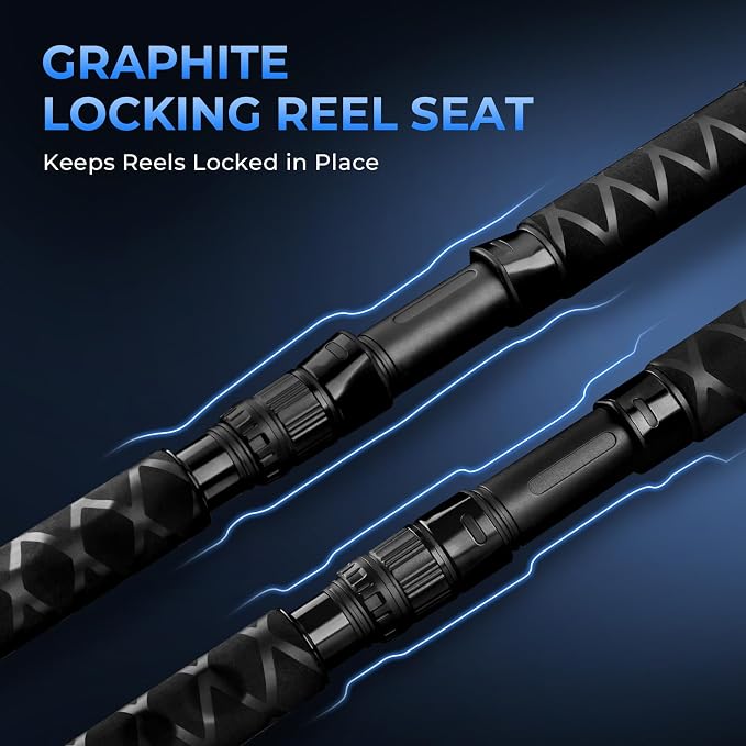 KastKing Kapstan Saltwater Spinning Rod, Boat & Surf Fishing Rod, Lightweight S-Curve Graphite Blanks, Stainless-Steel Double-Foot Guides, Aluminum/Graphite Locking Reel Seat, 2-Piece PTS Rod