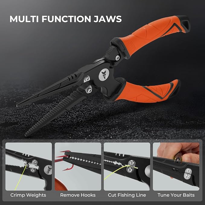 KastKing Paradox Fishing Pliers, Angled Fish Lip Gripper, Saltwater Resistant 420 Stainless Steel Fishing Tools, Fishing Pliers Hook Remover with Ergonomic Handle, Fishing Gifts for Men