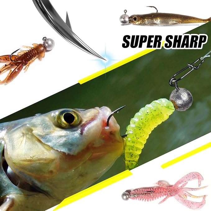 AMYSPORTS Bass Saltwater Jig Head Hooks Freshwater Sharp Jig Hooks Lead Round Ball Fishing Jigs Lead 1/8oz-1/2oz