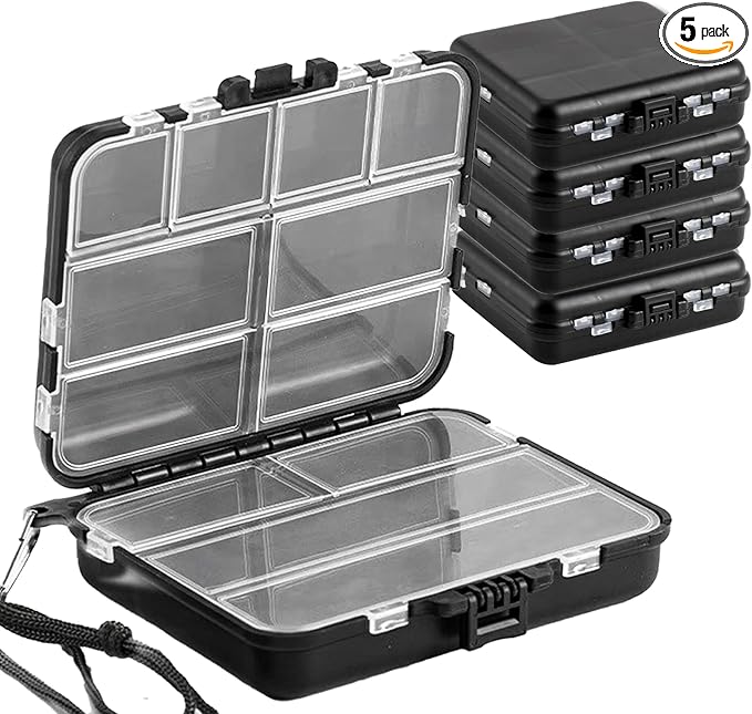 5 Pack Mini Plastic Tackle Boxes for Small Tackle Box Organizer, Ideal for Fishing Storage Containers, Kayak Fly Boxes Large