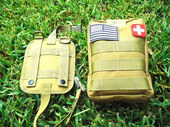 Galaxy 251 Pcs First Aid Kits for Survival Emergency Trauma Military Tactical Medical Hunting Camping Hiking Fishing IFAK EMT Bag (Brown)