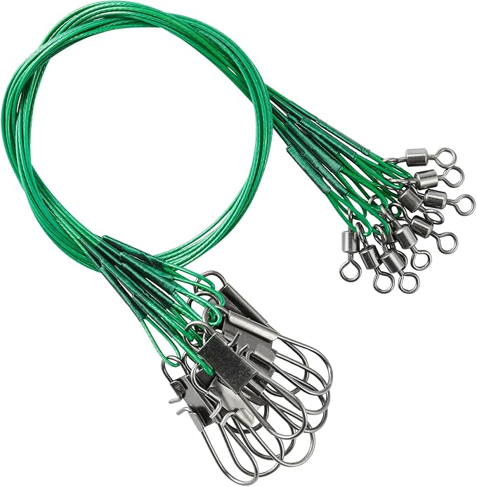 AMYSPORTS Saltwater Steel Leaders Fishing Rigs Heavy Duty Wire Leader Lures High Strength Fishing Leader Freshwater Black Nickel