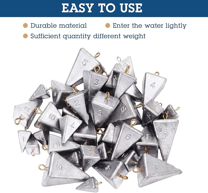 36 Pcs Pyramid Fishing Weights Sinkers Saltwater Pyramid Sinkers Rig Fishing Weights Gear Tackle Surf Casting Freshwater Ocean Catfish