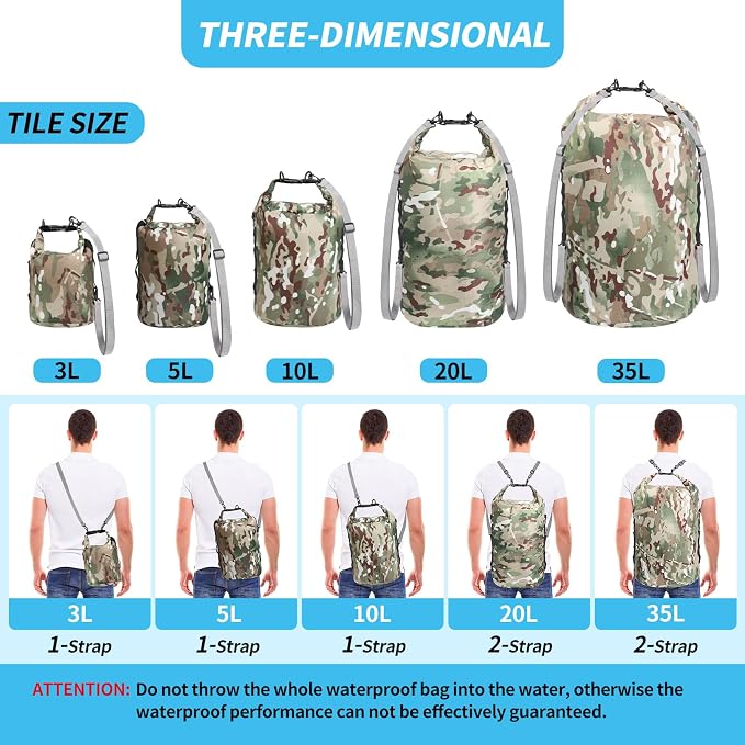 Dry Bags Waterproof Dry Sacks Small Lightweight Dry Bag with Strap for Paddle Board Kayaking Fishing Camping Hiking (20L)