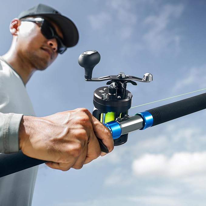 Piscifun Chaos Pro Baitcasting Fishing Reel, CNC Machined Aluminum Body Round Catfish Reel with 25LB Max Drag, Waterproof Trolling Reel with Level Wind & Magnetic Braking System for Lake & Saltwater