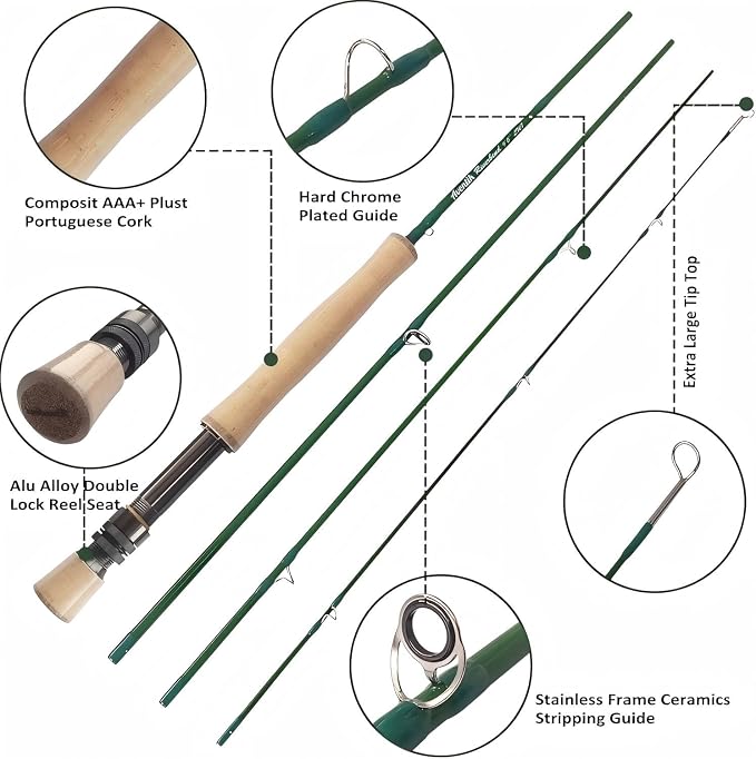 Aventik Fly Fishing Riverbend Series Fly Rod IM8 Graphite Blank 0/1/2/3/4/5/6/7/8 wt Rods, 6/7/8/9/10ft Lightweight Fly Fishing Rod Medium Fast Action