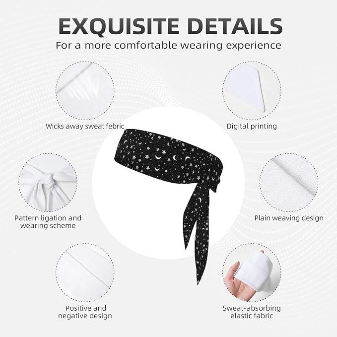 Sports Tie Headbands for Men Women, Adjustable Ninja Karate Head Band Headband for Basketball, Running, Tennis, Yoga