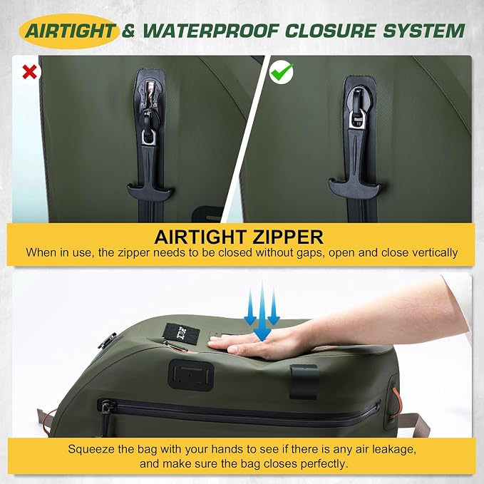 Goture Waterproof Fly Fishing Sling Pack,IPX8 840D TPU Fishing Sling Bag Gear Storage,13L Tackle Backpack with Rod Holder,Airtight Zipper,Exhaust Valve,Adjustable Strap,Wader Bag Included,Gift for Men